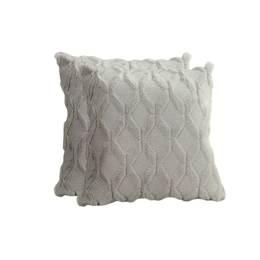 2 X Plush Cushion Cover Pillowcase Throw Pillow Covers Pillowcase - Light Grey