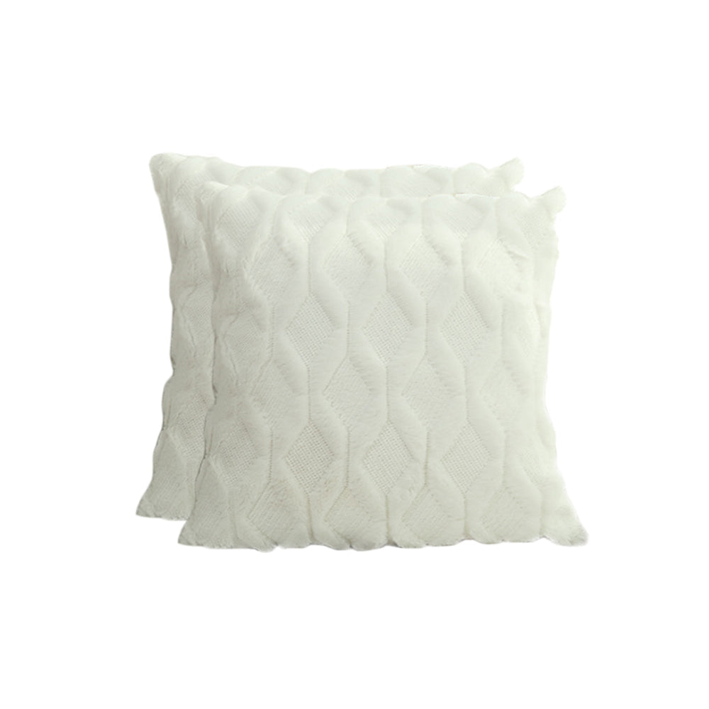 2 X Plush Cushion Cover Pillowcase Throw Pillow Covers Pillowcase - White