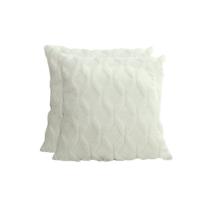 2 X Plush Cushion Cover Pillowcase Throw Pillow Covers Pillowcase - White