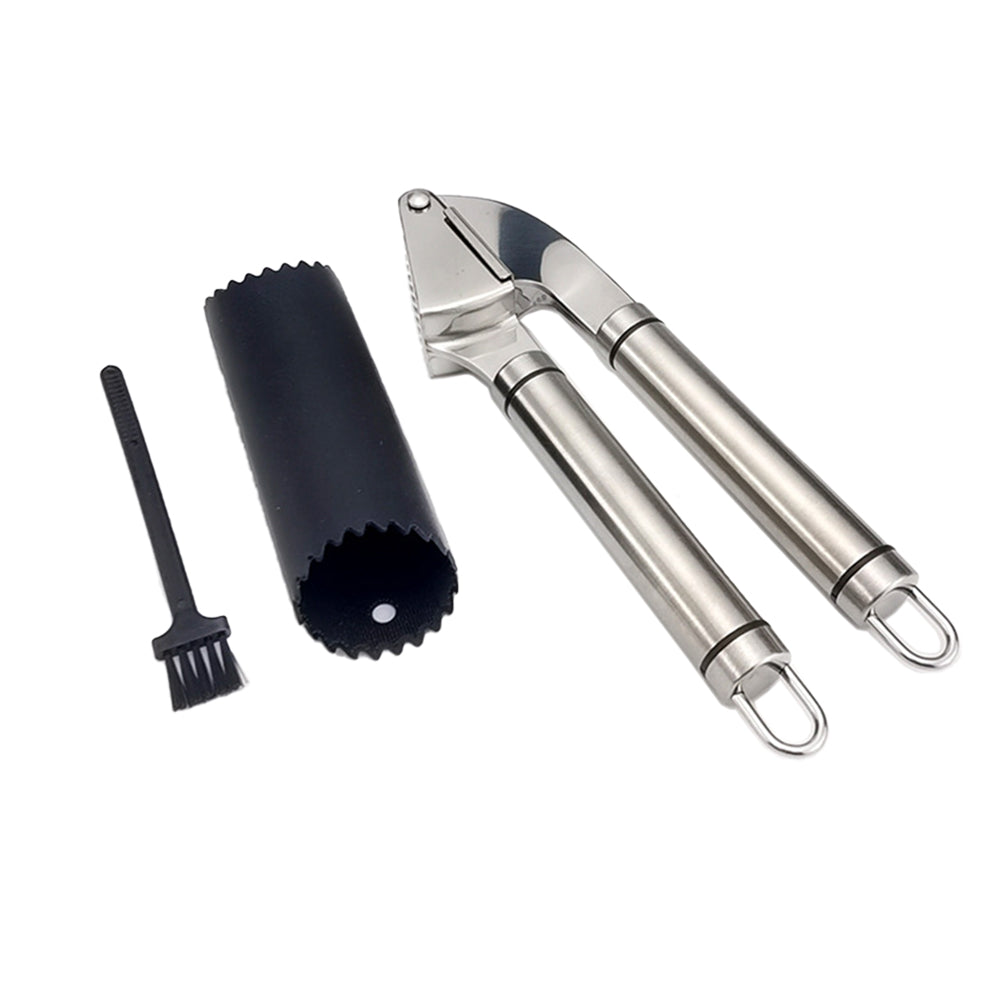 Stainless Steel Garlic Press Mincer Peeler Set Garlic Crusher