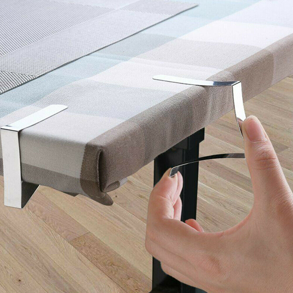 12PCS Stainless Steel Tablecloth Clips Triangle Desk Table Cloth Cover Clamps