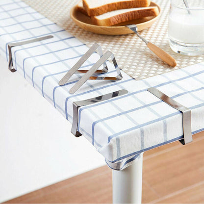12PCS Stainless Steel Tablecloth Clips Triangle Desk Table Cloth Cover Clamps
