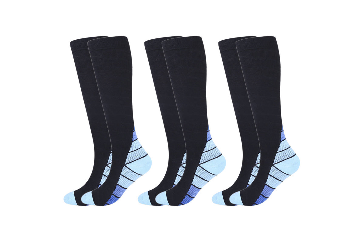 3 Pair Compression Socks Sport Cycling Running Socks Compression Support Sock Cut Running Socks for Men and Women-Blue