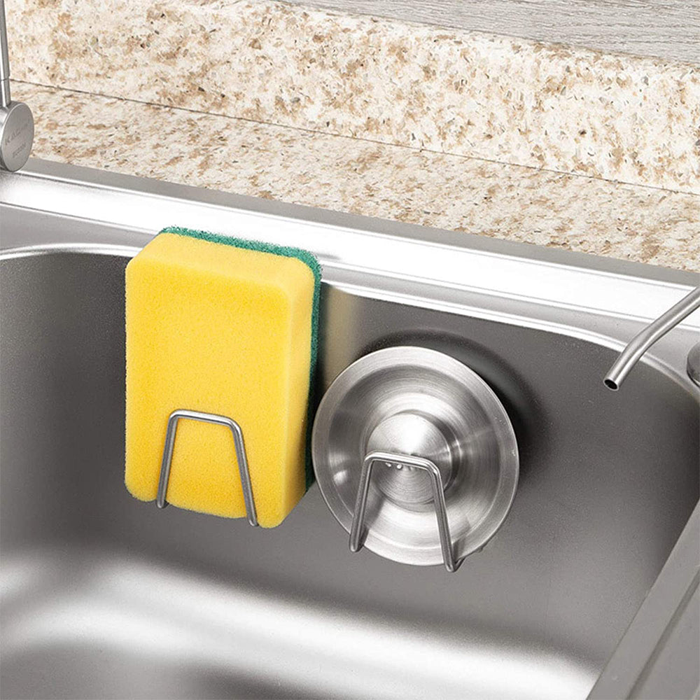 Self-Adhesive Stainless Steel Sink Sponge Holder Soap Hook Sink Rack