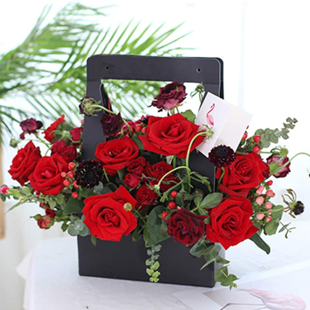 Water-Resistant Paper Flower Basket Gift Bags Flower Bouquet Packaging Bag with Handle