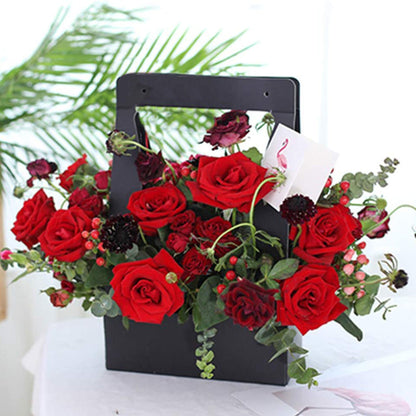 Water-Resistant Paper Flower Basket Gift Bags Flower Bouquet Packaging Bag with Handle