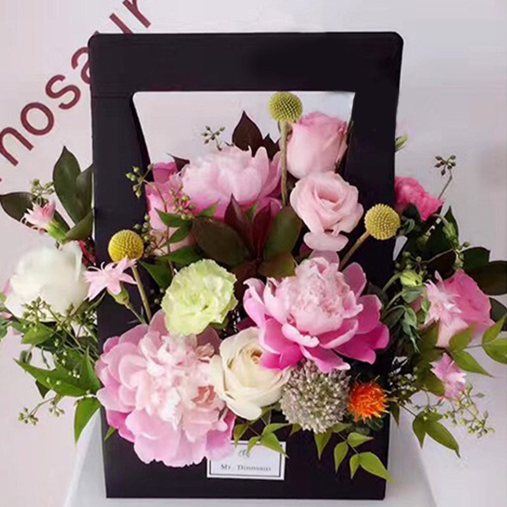 Water-Resistant Paper Flower Basket Gift Bags Flower Bouquet Packaging Bag with Handle