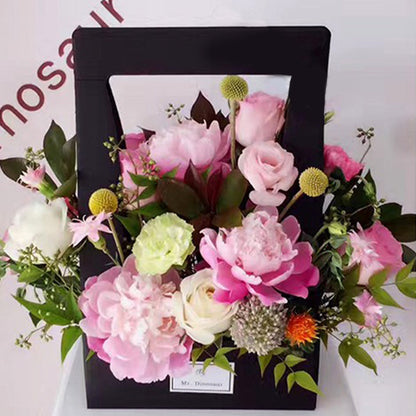 Water-Resistant Paper Flower Basket Gift Bags Flower Bouquet Packaging Bag with Handle