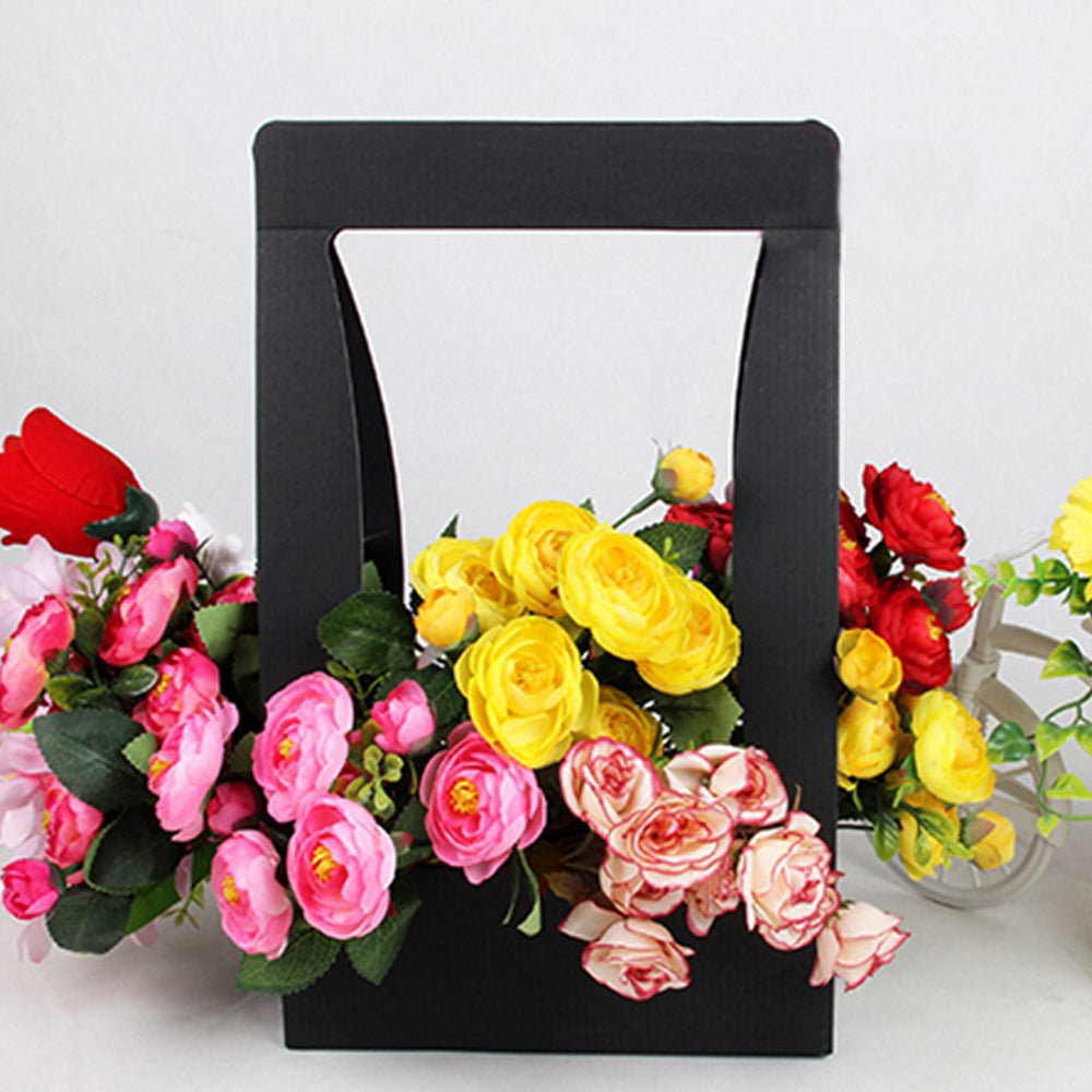 Water-Resistant Paper Flower Basket Gift Bags Flower Bouquet Packaging Bag with Handle