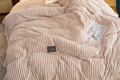 Reversible Sherpa Fleece Throw Blanket for Couch-Khaki