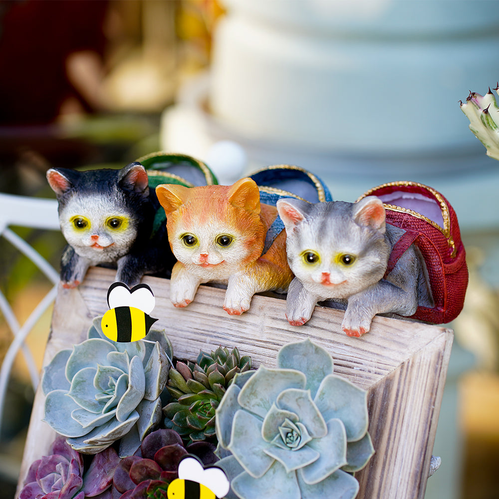 Cat Statue Garden Decor Flower Plant Pot Hanging Figurine Garden Tool Organizer