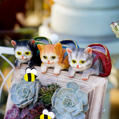Cat Statue Garden Decor Flower Plant Pot Hanging Figurine Garden Tool Organizer