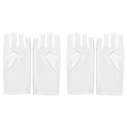 Two Pairs of Anti UV Gloves UV Shield Gloves Fingerless Manicure Nail Tool