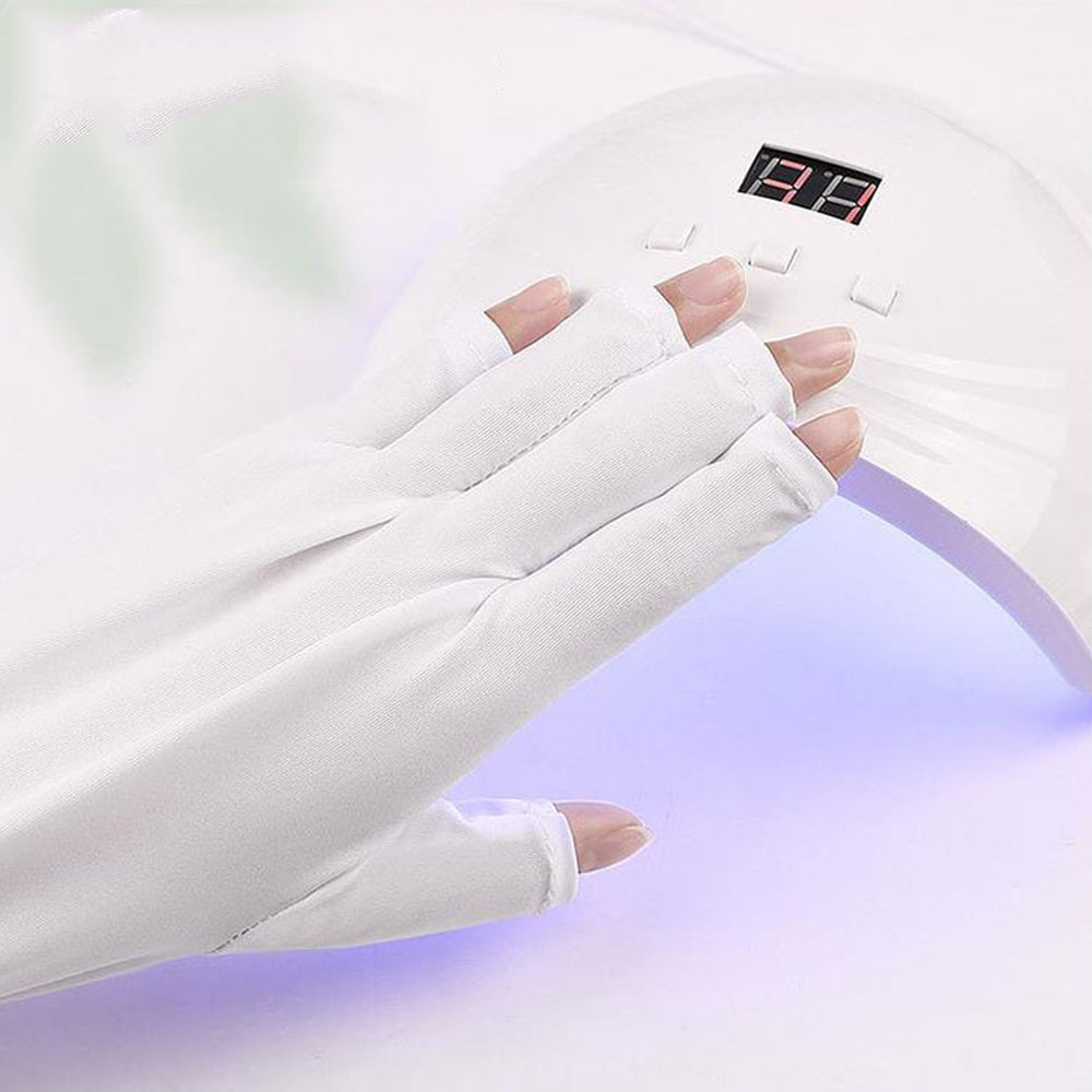 Two Pairs of Anti UV Gloves UV Shield Gloves Fingerless Manicure Nail Tool