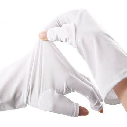 Two Pairs of Anti UV Gloves UV Shield Gloves Fingerless Manicure Nail Tool
