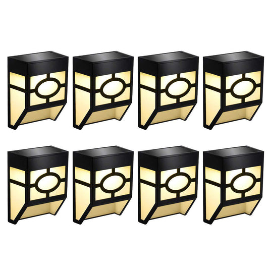 Solar Wall Light 8Pcs Solar Wall Lamp Garden Fence Light Outdoor Decor Solar Powered Night Light -Warm
