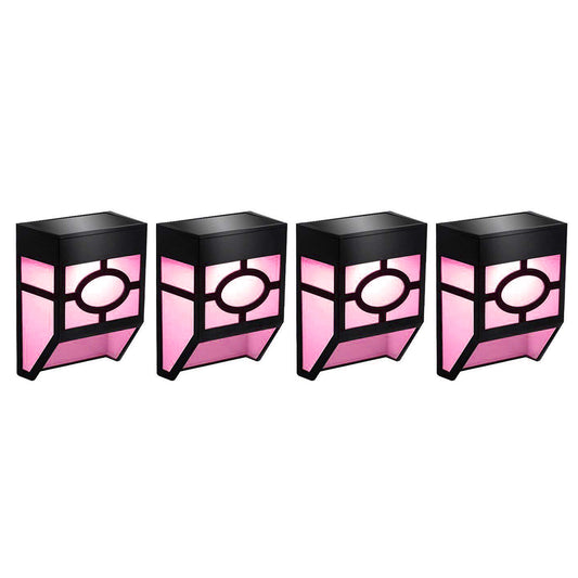 Solar Wall Light 4Pcs Solar Wall Lamp Garden Fence Light Outdoor Decor Solar Powered Night Light -Colorful