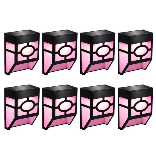 Solar Wall Light 8Pcs Solar Wall Lamp Garden Fence Light Outdoor Decor Solar Powered Night Light -Colorful