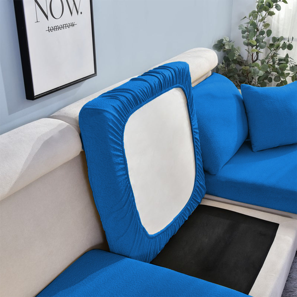 2 X Stretch Sofa Seat Cushion Cover Seat Cover Couch Seat Slipcover for 1 Seater Blue