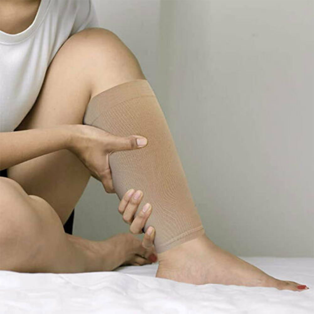 Plus Size Calf Sleeve Sport Cycling Running Gym Compression Support Calf Sleeve-XL-Nude