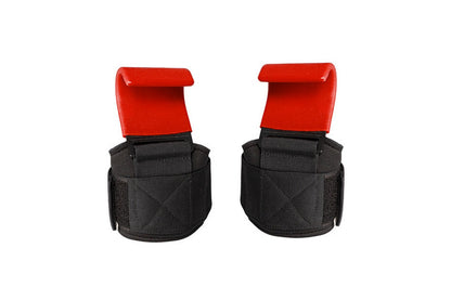 Weight Lifting Hooks Hand Grip Support Wrist Straps for Men and Women-Red