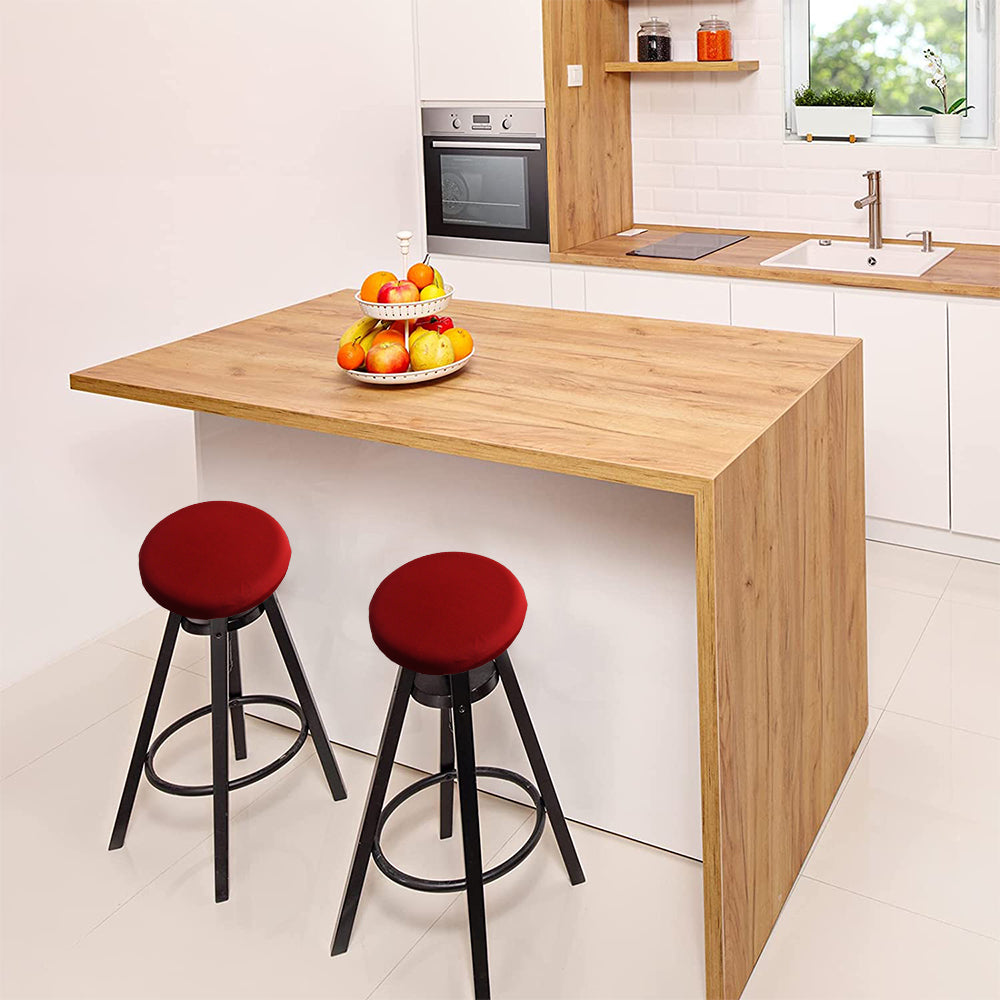 2Pcs Stretch Round Bar Stool Cushion Covers Seat Covers Seat Slipcovers Red