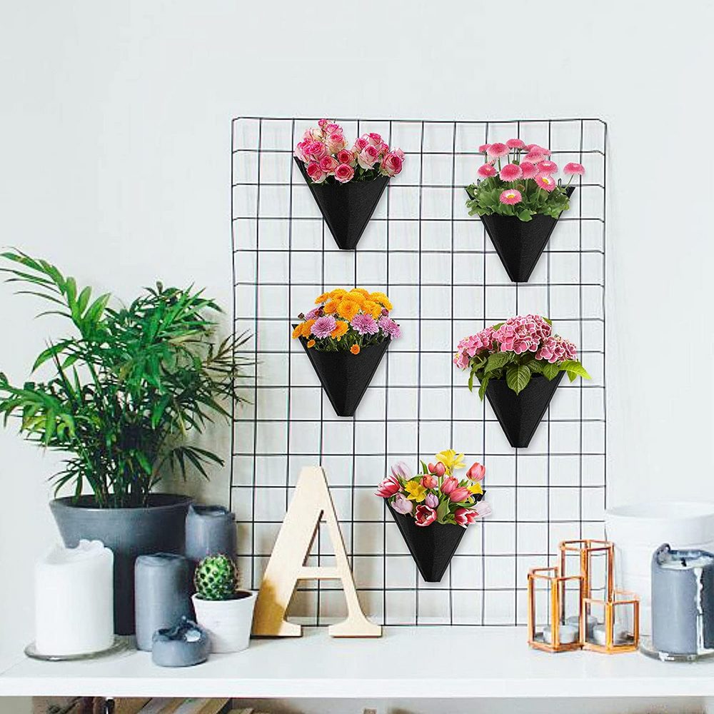 5Pcs Wall Hanging Plant Bag Triangle Plant Grow Bags Plant Pots with 10 Hooks