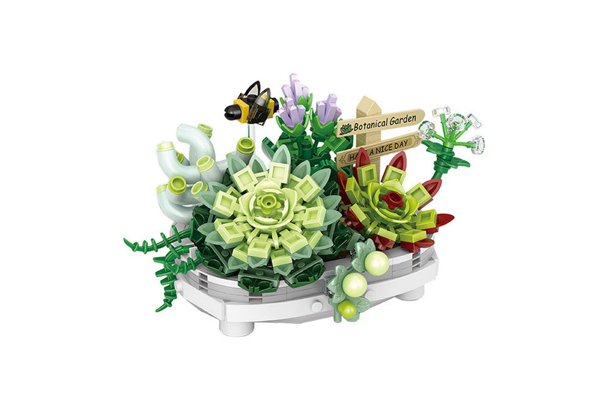 Mini Flower Succulent Bonsai Building Block Set-Green
