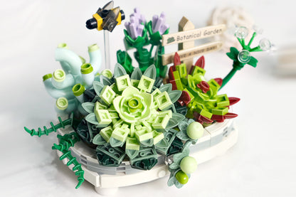 Mini Flower Succulent Bonsai Building Block Set-Green