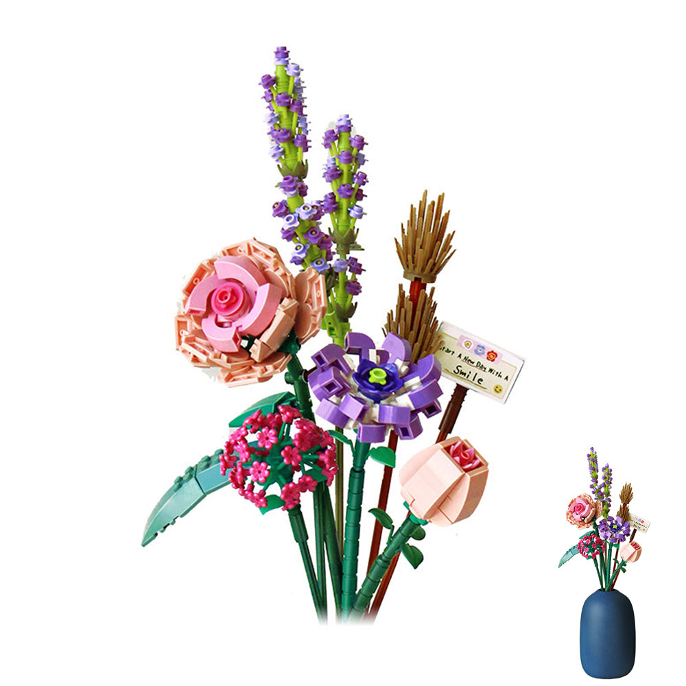 Flower Bouquet Building Blocks Set Artificial Mini Bricks Toys Creative Gifts Home Decor -Style 1