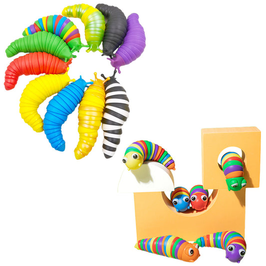 2Pcs 3D Printed Articulated Fidget Slug Sensory Caterpillar Snail Toys for Children Student Office Worker