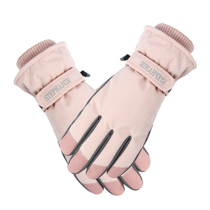 2 Pairs Women Snow Gloves Ski Gloves Thermal Touch Screen Gloves Black Pink