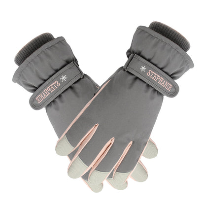 2 Pairs Women Snow Gloves Ski Gloves Thermal Touch Screen Gloves Black Grey