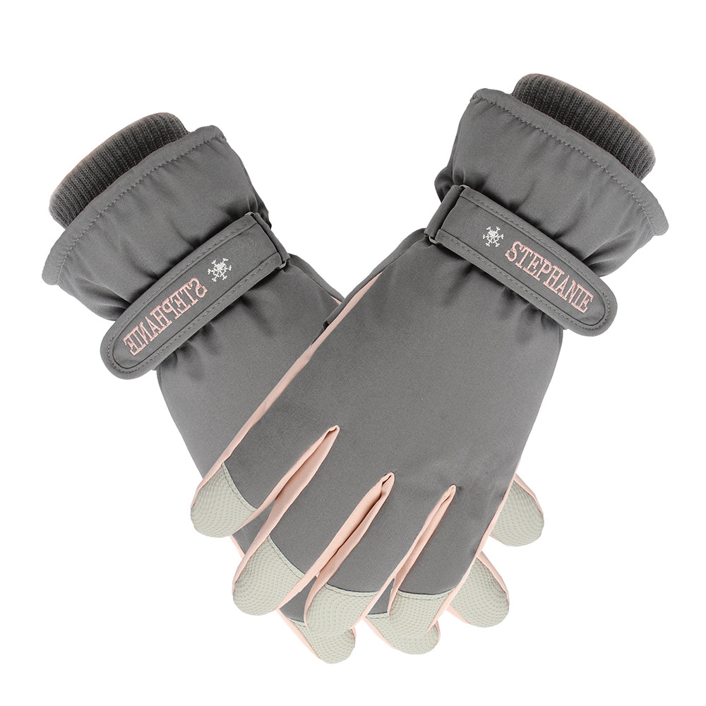 2 Pairs Women Snow Gloves Ski Gloves Thermal Touch Screen Gloves Pink Grey