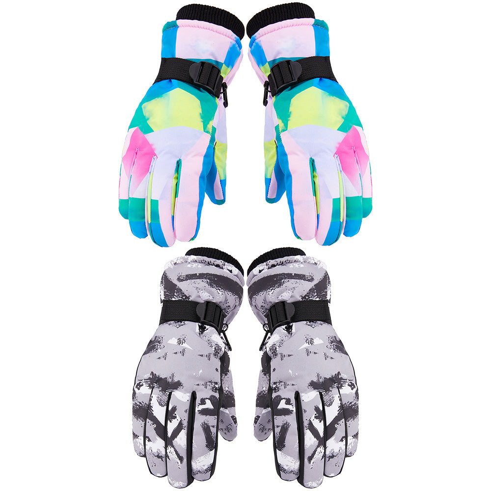 2 Pairs Snow Gloves Ski Gloves Thermal Touch Screen Gloves for Grey Green