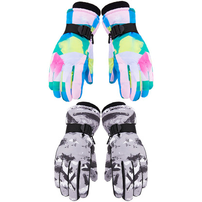 2 Pairs Snow Gloves Ski Gloves Thermal Touch Screen Gloves for Grey Green