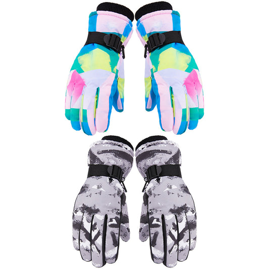 2 Pairs Snow Gloves Ski Gloves Thermal Touch Screen Gloves for Grey Green