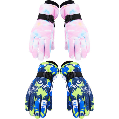 2 Pairs Snow Gloves Ski Gloves Thermal Touch Screen Gloves for Blue Pink