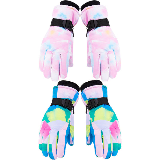 2 Pairs Snow Gloves Ski Gloves Thermal Touch Screen Gloves for Women