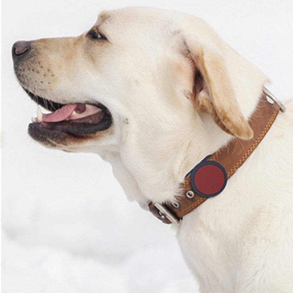 FancyGrab 2Pcs Silicone Tracker Protective Case for Pet Collar Compatible with Apple Airtag Black and Dark Blue