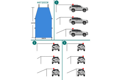 Portable Outdoor Camping Car Travel Tent Car Tailgate Shade Awning Canopy-Blue