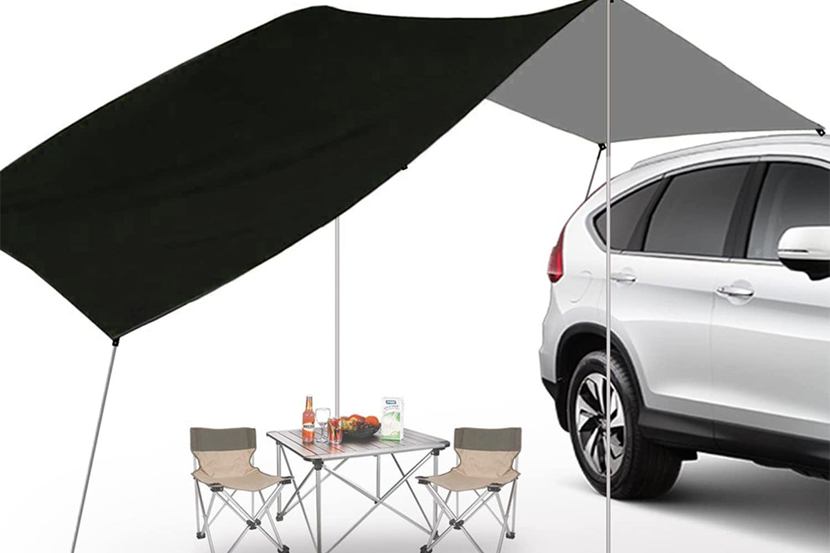 Portable Outdoor Camping Car Travel Tent Car Tailgate Shade Awning Canopy-Black