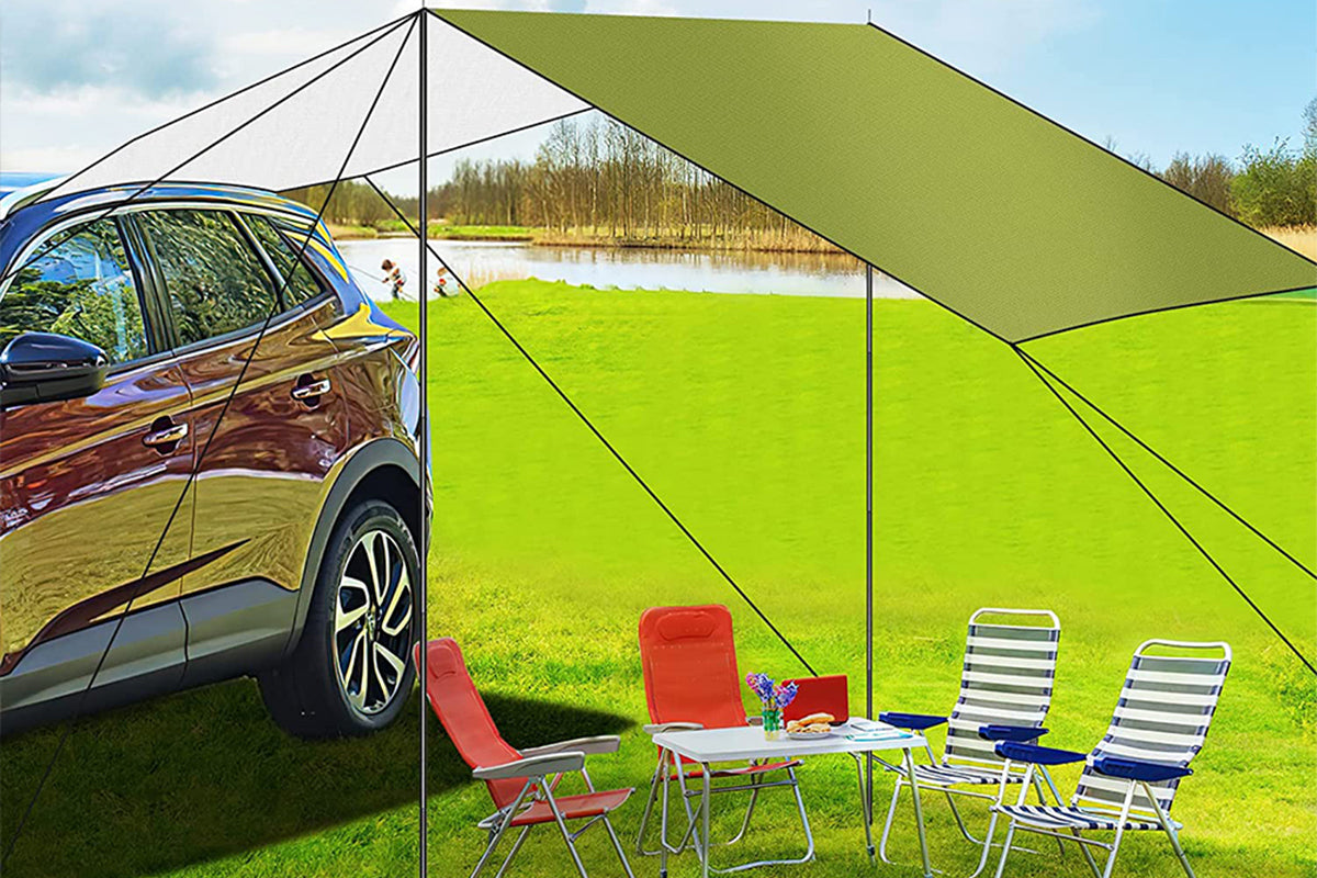 Portable Outdoor Camping Car Travel Tent Car Tailgate Shade Awning Canopy-Green