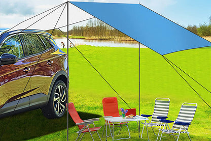 Portable Outdoor Camping Car Travel Tent Car Tailgate Shade Awning Canopy-Blue
