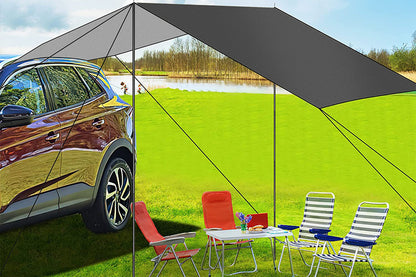 Portable Outdoor Camping Car Travel Tent Car Tailgate Shade Awning Canopy-Black