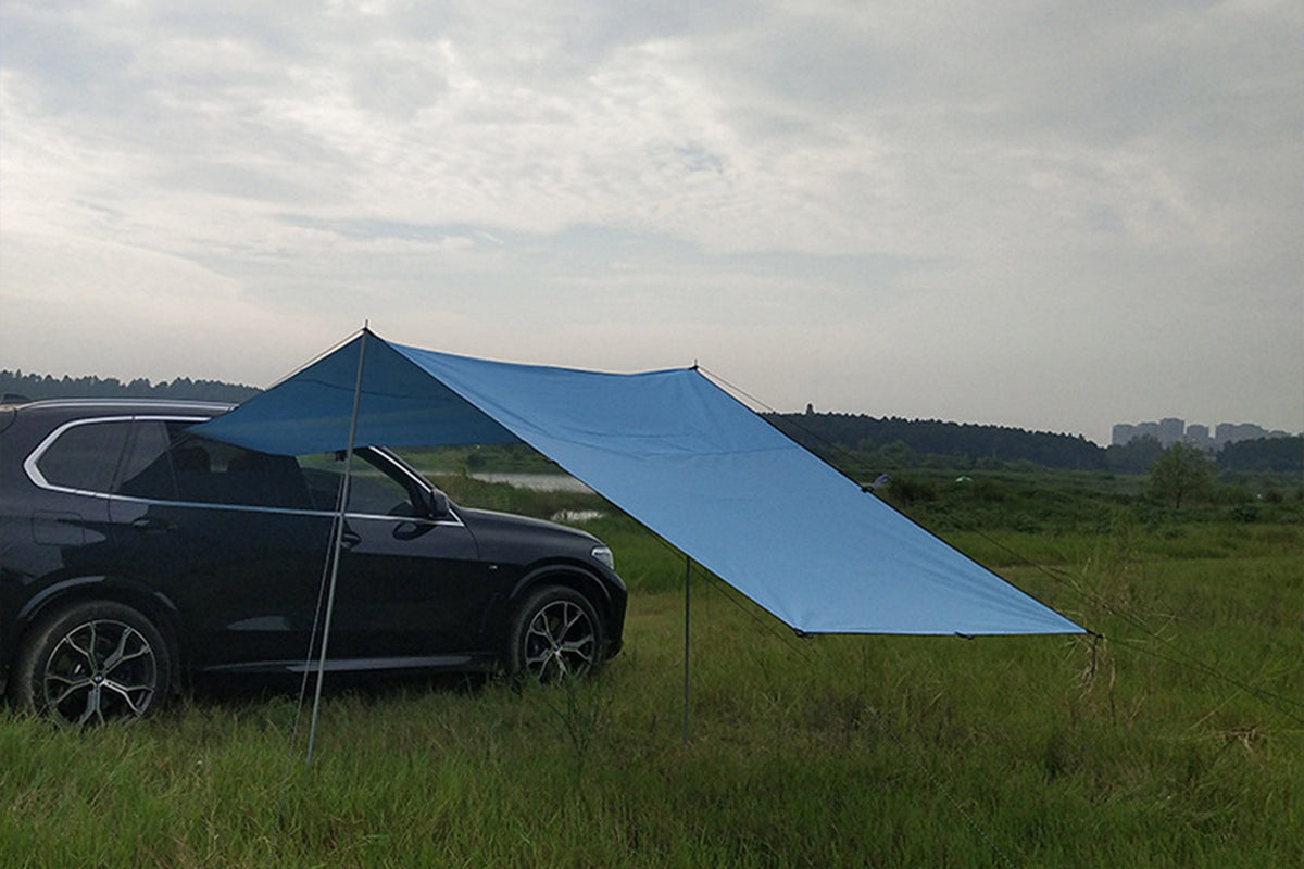 Portable Outdoor Camping Car Travel Tent Car Tailgate Shade Awning Canopy-Blue