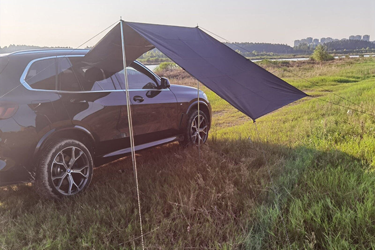 Portable Outdoor Camping Car Travel Tent Car Tailgate Shade Awning Canopy-Black
