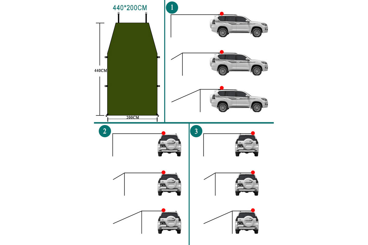 Portable Outdoor Camping Car Travel Tent Car Tailgate Shade Awning Canopy-Green