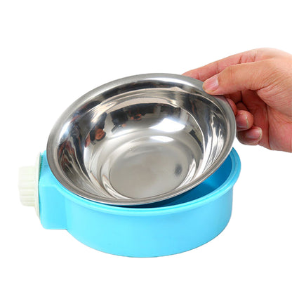 2 Pieces Pet Food Water Bowl Feeder - Blue Pink