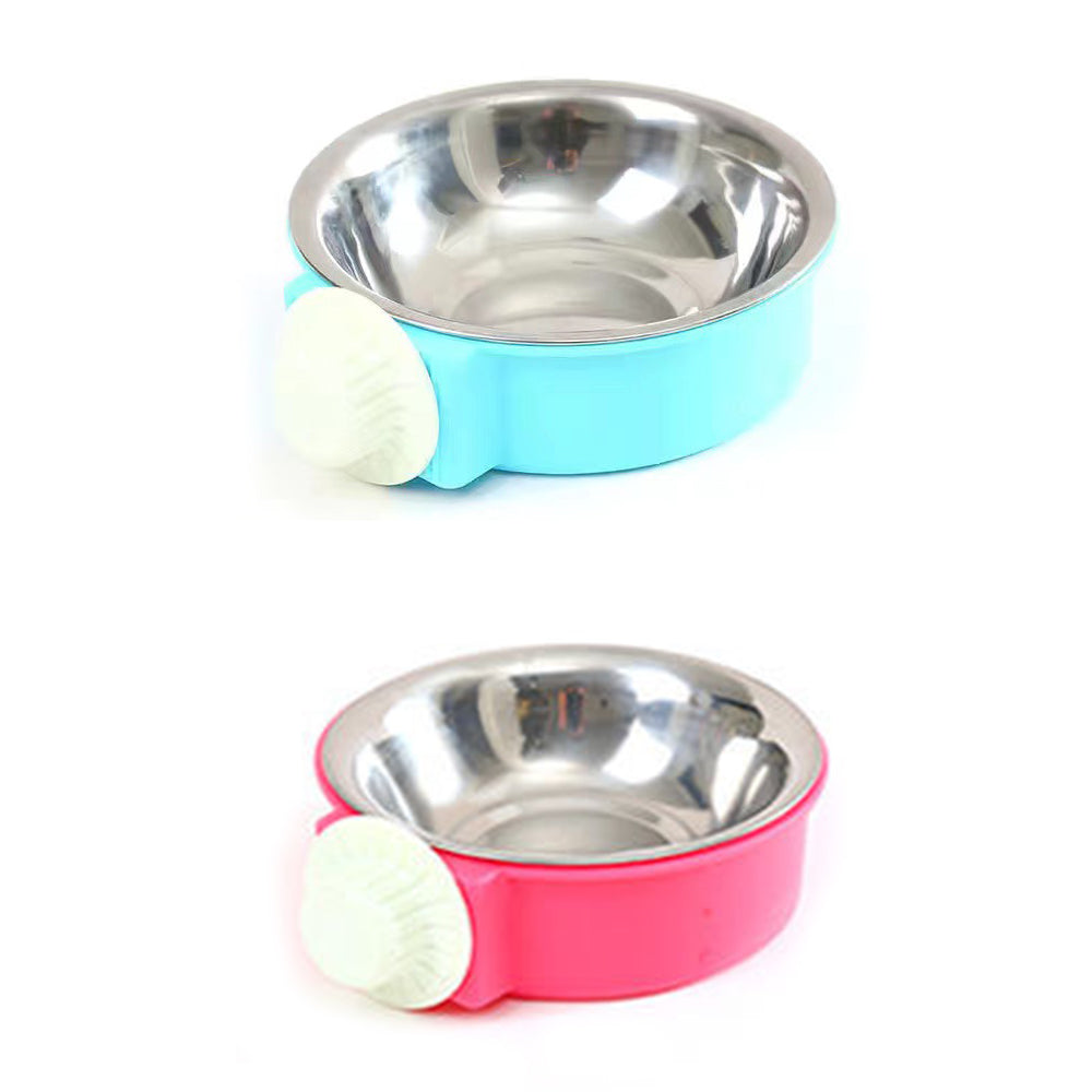 2 Pieces Pet Food Water Bowl Feeder - Blue Pink